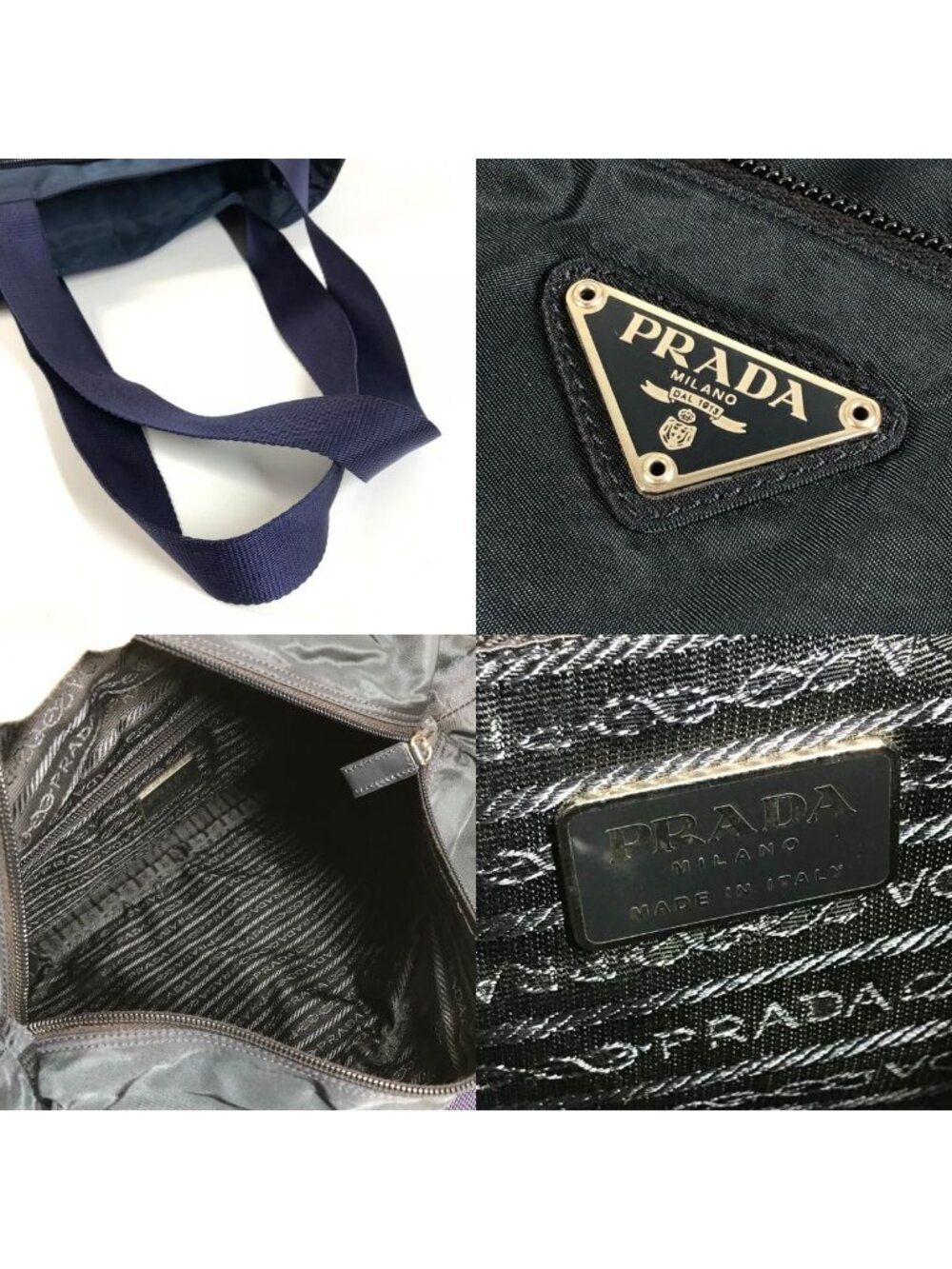 Prada Shoulder Bag Triangle Logo Nylon Navy - Picture 8 of 9